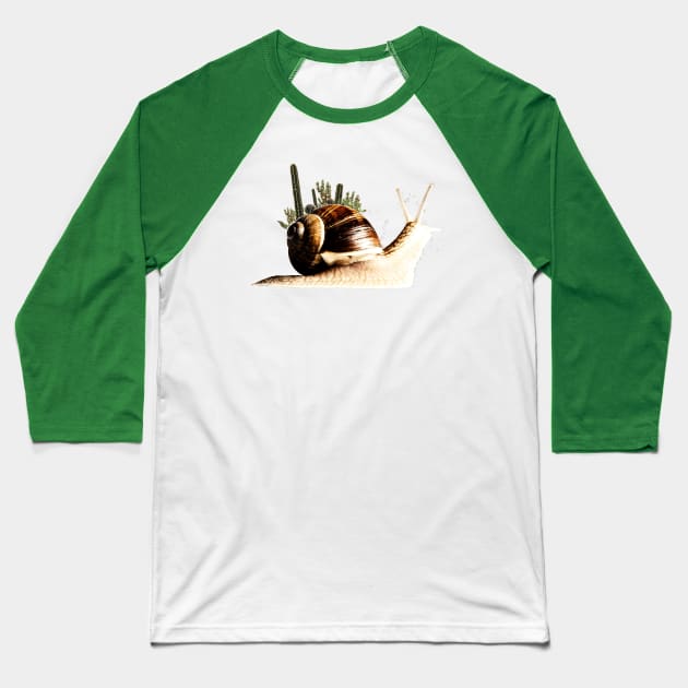 cactus on a snail Baseball T-Shirt by Lamink